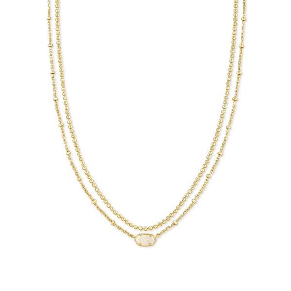 Kendra Scott Emilie Multi-Strand Necklace for Women, Fashion Jewelry, 14k Gold-Plated, Iridescent Drusy