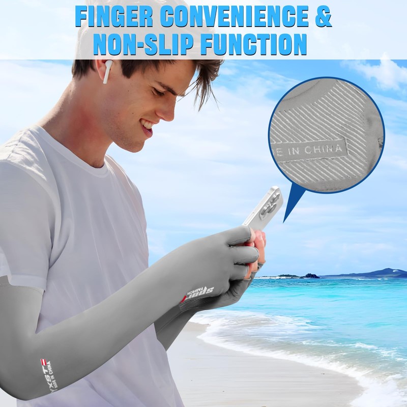 Qeedy 2 Pairs UV Protection Gloves - Non Slip Sun