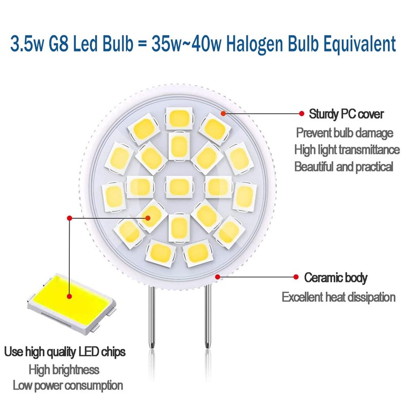PIPIZHU G8 LED Bulb 35W Halogen Bulb Equivalent T4 G8