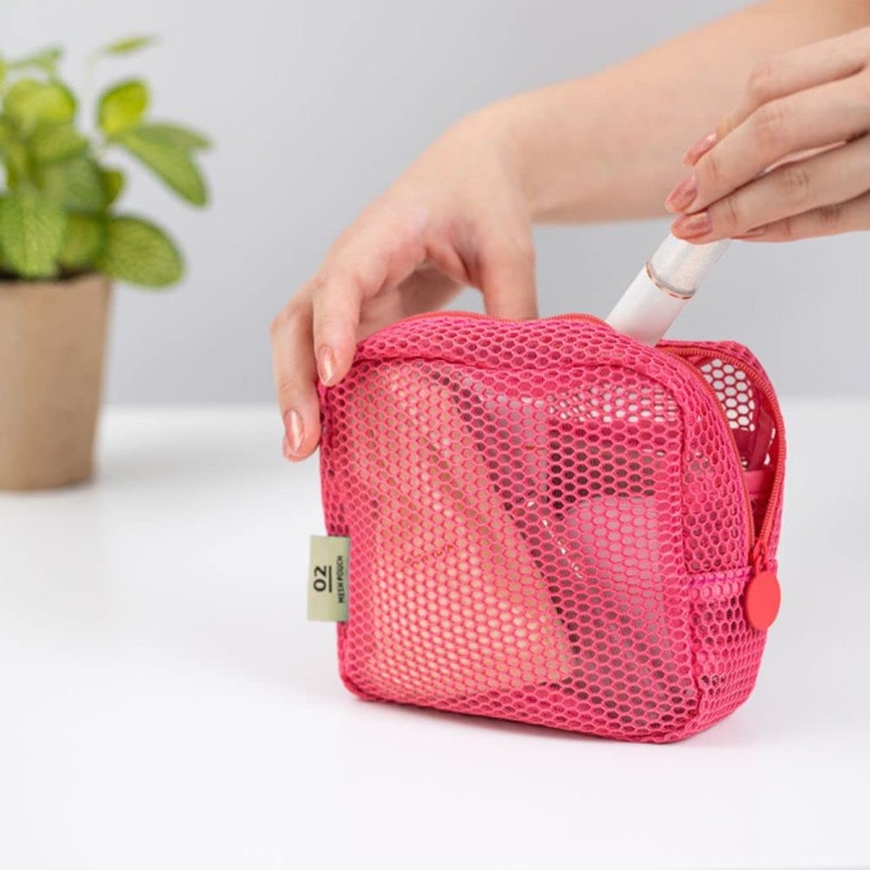Square Pouch Mesh Collection Marks MSH-PO07, light pink