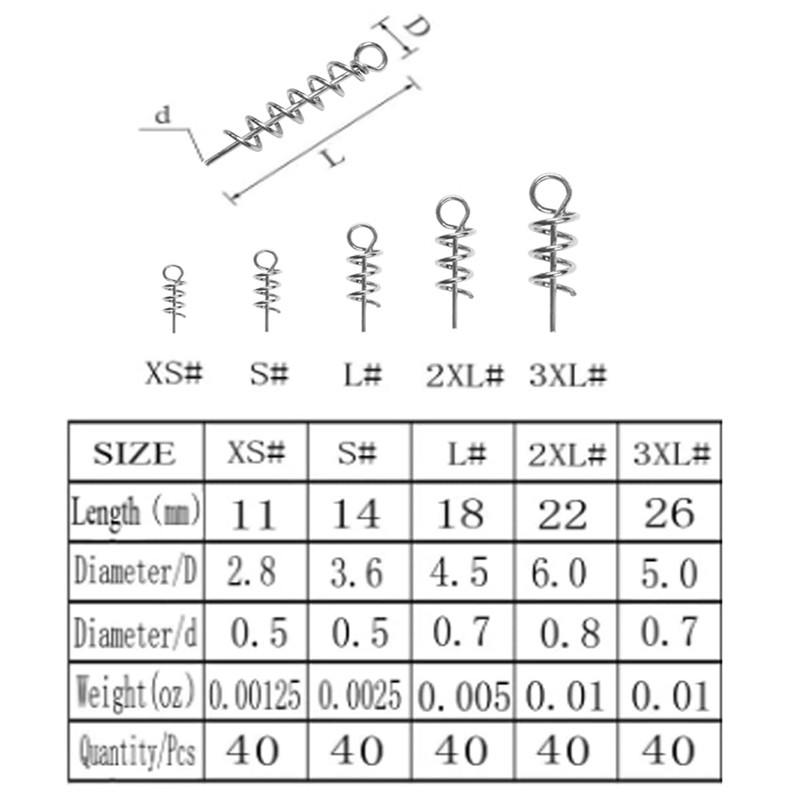 OMYZERO 200Pcs Soft Lure Bait Spring Twist Lock Outdoor Fishing