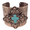 Gypsy Jewels Simulated Turquoise Western Style Silver Tone Wide Cuff