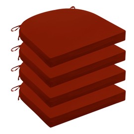 Wellsin Outdoor Chair Cushions for Patio Furniture - Patio Chair Cushions Set of 4 - Waterproof Round Corner Outdoor Seat Cushions 17"X16"X2", Brick Red