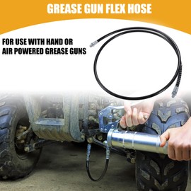 Partuto 1pcs 59 Inch Universal 1/8" NPT Grease Gun Flex Hose - Trailer Flex Grease Hose Extension Non-Slip - Metal Black