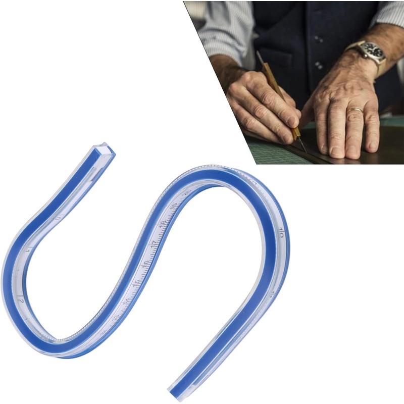 Regla Flexible Curvas Dibujo 30 cm Vinilo Plástico Azul Artesanía