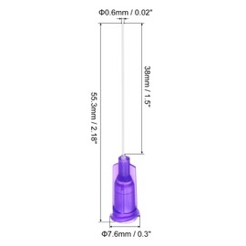 sourcing map 50 Pcs 21G Plastic Dispensing Needles With Luer Lock, 1.5" PTFE Needle Tube PP Heat-Resistant Plastic Blunt Tip for Liquid Glue Gun, Purple