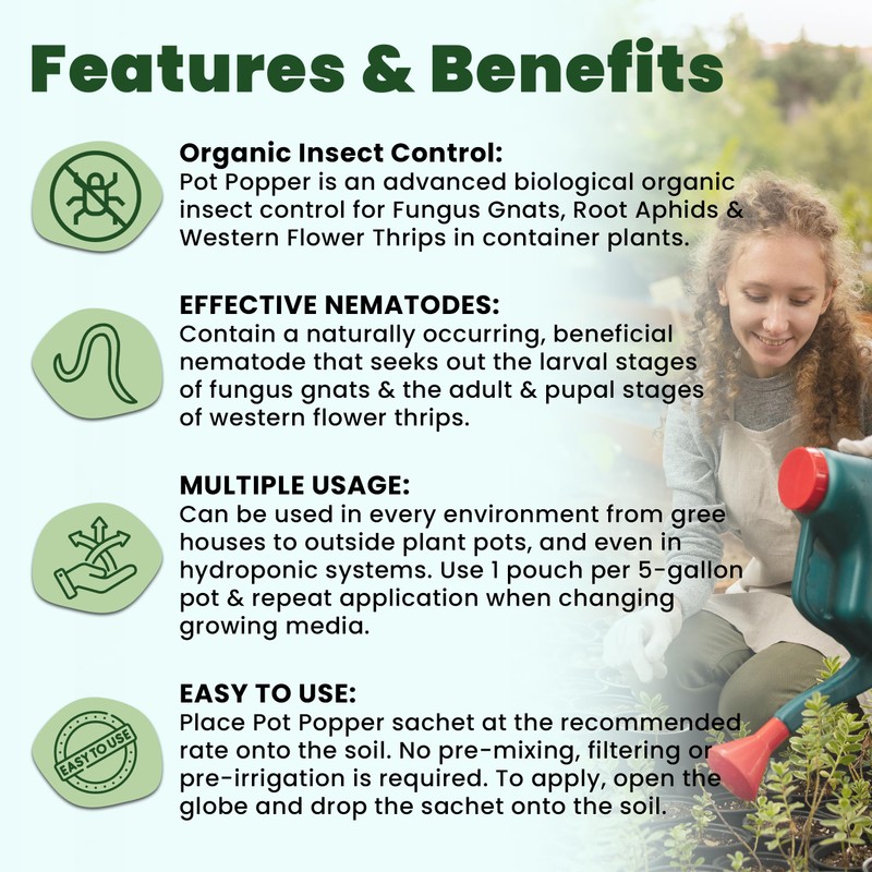 The Environmental Factor Nematodes Organic Insect Control Pot Popper, Controls