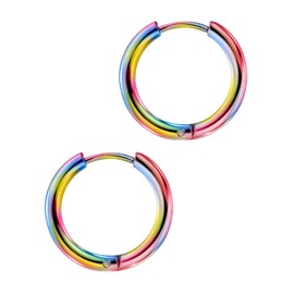 12G 8mm Small Rainbow Hoop Earrings for Women Rainbow Earrings for Women Earrings Rainbow Earrings for Women Small Hoop Earrings Surgical Steel Earrings Stainless Steel Earrings Huggie Earrings Womens