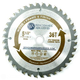 Benchmark Abrasives - Hoja de sierra de corte de madera TCT de 5-1/2 pulgadas para corte y recorte de madera blanda, maderas duras, cuchillas de larga duración, uso con sierra circular (5-1/2 pulgadas
