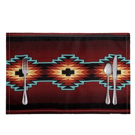 GLENLCWE Southwestern Native Aztec Print Placemats Set of 4 for Dinning Table Washable Table Mats Placemats Heat Resistant