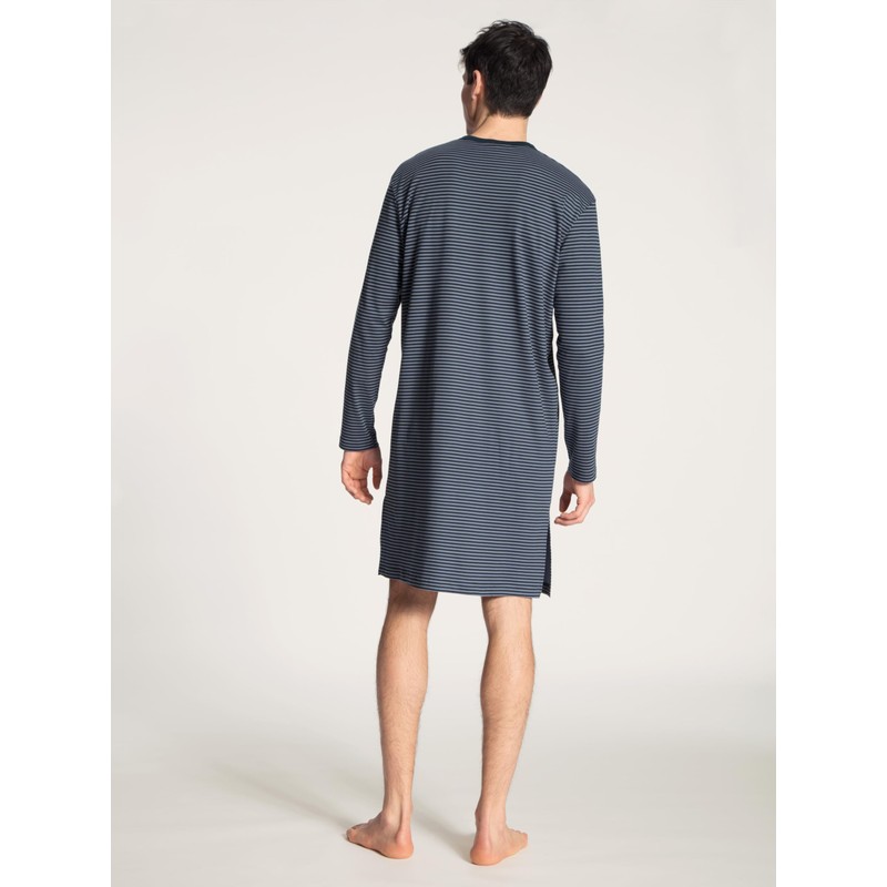 CALIDA Relax Streamline Men's 100% Cotton Button Down Nightdress, Dark
