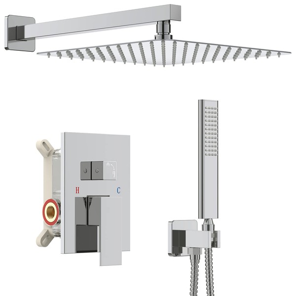 Iriber 12 Inch Bathroom Shower System Polish Chrome Wall Mounted