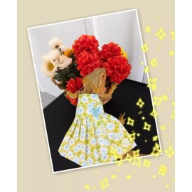 Handmade Bearded dragon Yellow Floral  Dress MADE IN USA, L, M, S