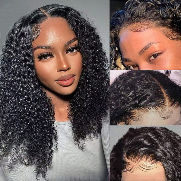 Real Hair Wig Curly Wigs for Women Afro Kinky Curly Wigs Human Hair Wig Women 13 x 4 Lace Front Wigs Human Hair for Women Afro Curly Wave Wig for Women Pre Plucked With Baby Hair 14 Inches