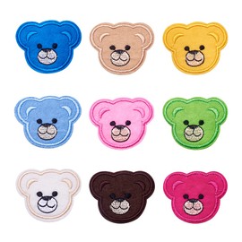 Cheriswelry 120pcs Cute Bear Iron on/Sew on Patches Cartoon Animal Embroidered Cloth Applique Badge for Clothes Jeans Jackets Shoes Backpacks T Shirt