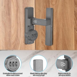 M METERXITY Barn Door Lock Latch, 90 Degree High-Security Zinc Alloy Flip Barn Door Locks and Gate Latches for Cabinet/Garden/Bathroom/Garage/Window, Sliding Mechanical Password Lock [Gray]