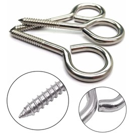 Zopseet 10 Pieces M5 Metal Eye Screws Hooks 304 Stainless Steel Eye Shape Screws Metal Hook Eyelet Screws Bolt for Home Office Workplace