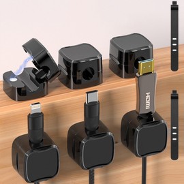 8 Pack,Magnetic Cable Clips & Silicon Cable Ties,Cord Organizer[Cable Smooth Adjustable] Under Desk Cable Management,Adhesive Wire Holder Keeper Organizer,Cord Holder for Nightstand Car Desktop Wall