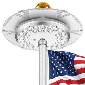 Aurolit Foldable Flag Pole Light Solar Powered, 1500 Lumen 36 Ultra Bright LED Flagpole Solar Light for 15-30 Ft Outdoor Flagpoles, IP65 Waterproof, Up to 15H Dusk-to-Dawn Auto On/Off, 100% Coverage