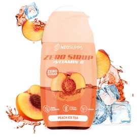 Neosupps Zero Sirup - Peach Ice Tea - 65 ml natürlicher Getränkesirup mit Vitamin C, 1x Flasche ergibt 8 L Fertiggetränk, Zero Kalorien & zucker Getränkekonzentrat, Vegane 1x 65ml Fertiggetränk