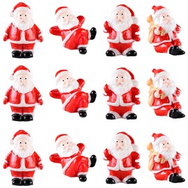 GALPADA Miniature Christmas Figurines 12pcs Miniature Christmas Figurines Santa Claus Figurines Mini Garden Christmas Landscape Ornaments (Mixed Style) Santa Claus Figurines