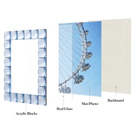 eletecpro 4x4 Decorative Jewel Picture Frame with Square Acrylic and Real Glass Adorned, Fresh Style Room Decor for Holiday Photos Wall and Tabletop, Light Blue 2 Pack