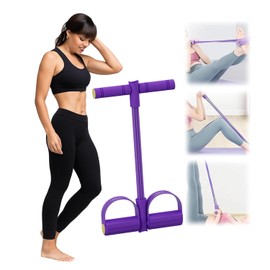 Multifunctional Fitness Tension Rope: 6-Tubes Pedal Resistance Band with Foot Pedals for Abdominal Training, Back Training & Leg Training, Resistance Bands for Full Body Workout Home
