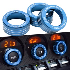 Xotic Tech AC Control Volume Knob Switch Button Ring Covers Trim Compatible with Subaru BRZ or Scion FR-S or Toyota 86 GT86 FT86 2013-up (Blue) -3pcs