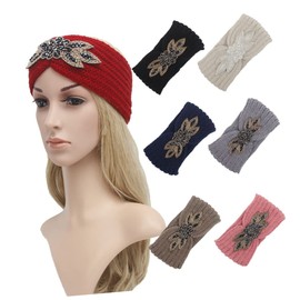 FOMIYES 3pcs Knitted Headband Flower Pattern Warm Hair Band for Women Minimalist Headwrap Dark Red Comfortable Woolen Yarn Hair for Wear