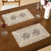 LinenZone 2 Gold Farmhouse PMacramemats with Flower Design. 18 Inch