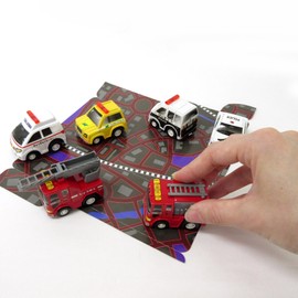 Minicar Pull Back Emergency Vehicles 6pcs Set Ambulance Fire Truck Police