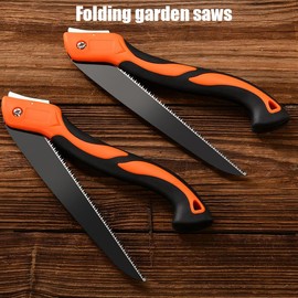 UNI-RHYTHM 10Inch Precision Folding Saw, Hardened Teeth, Household Hand Saw for Carpentry (RED-BLACK, 10 Inch)