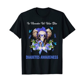 In November We Wear Blue Elephant Diabete Awareness T-Shirt
