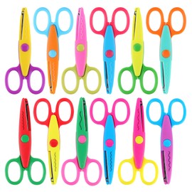 12 PCS Craft Scissors Decorative Paper Edge, Safety Zig Zag Scissors, Colorful Pattern Scissors for Art Craft Supplies, Scrapbooking