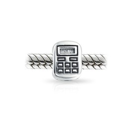 Bookkeeper Accountant Math Student Calculator Charm Bead For Women For Teen .925 Sterling Silver Fits European Bracelet