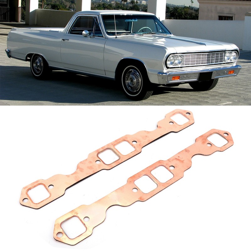 2pcs Square Port Copper Plating​ Header Exhaust Gaskets Reusable Fit