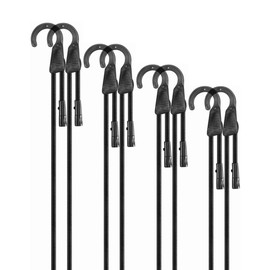 18" 36" 60" 80" Adjustable Bungee Cords Assorted Sizes with Hooks, Black Bungee Straps with Superior Elasticity & UV Resistance, Perfect for Cargo, Camping, Tarps, Tents, Bike, Luggage, etc (8 Pcs)