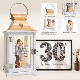 30th Wedding Anniversary Husband and Wife Lantern, Best 30th Anniversary Wedding Gifts for Couple Parents Wife Husband Pearl 30 Years of Marriage for Him Her