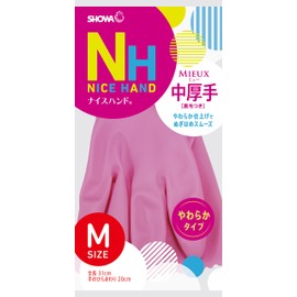 Showa Gloves, Soft Type, Nice Hand, Mu, Medium, Pink, 1 Pair
