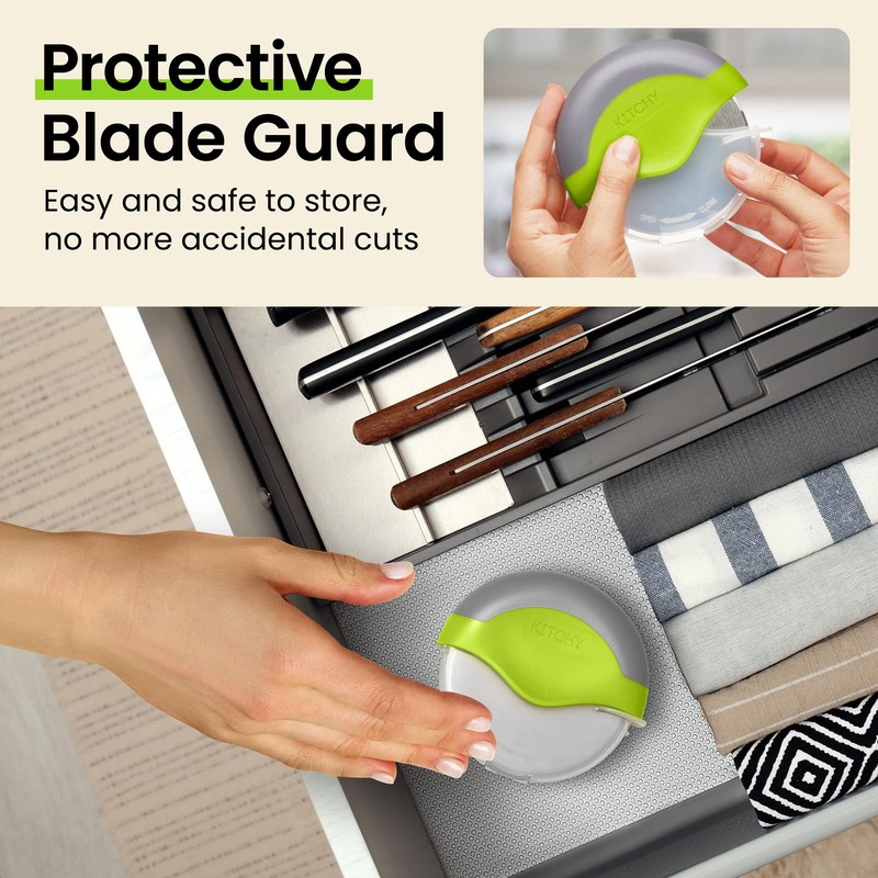 Kitchy Pizza Cutter Wheel with Protective Blade Cover, Ergonomic Pizza