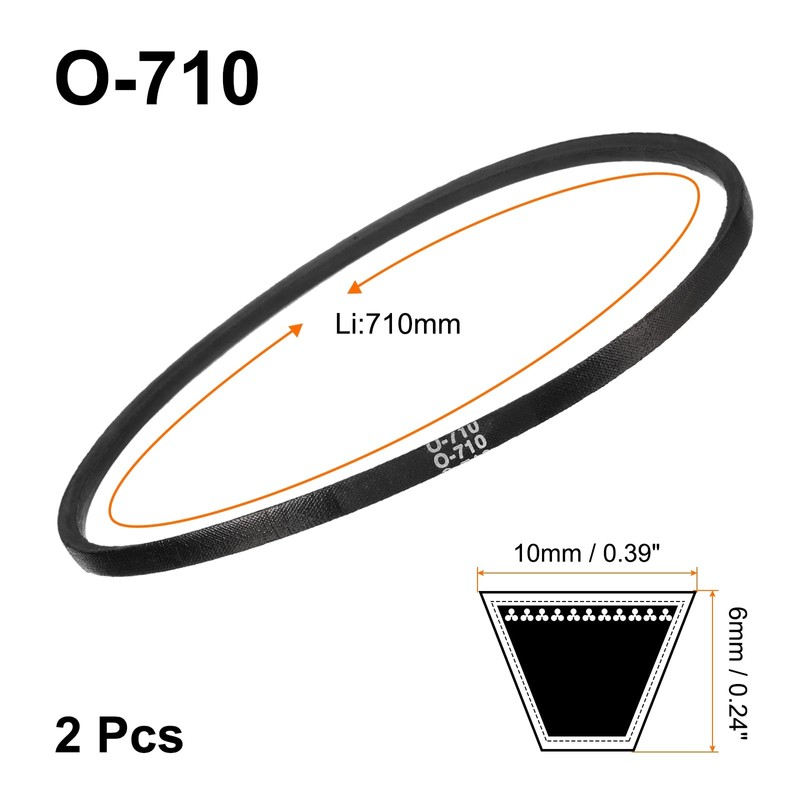 sourcing map 2Pcs O-710 O Type V-belt 710mm/28" Inner Length