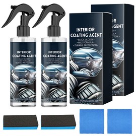 2 Stücke Auto Innenraum Reiniger, Cockpitpflege Auto Reinigungsset mit Schwamm Handtuch, Porentiefe Reinigung, Biologisch Abbaubar für Alle Oberflächen Einschließlich Kunststoff Innenraum Leder