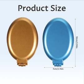 Foldable Hair Brush with Mirror, 2 Pcs Oval Mini Hair Brush Portable Travel Size Compact Hairbrush Small Anti-static Pocket Comb Hair-Styling Tools for Women Home Travel Gym Purse (Gold, Blue)