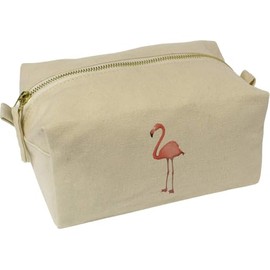 'Standing Flamingo' Canvas Wash Bag/Makeup Case (CS00044170)