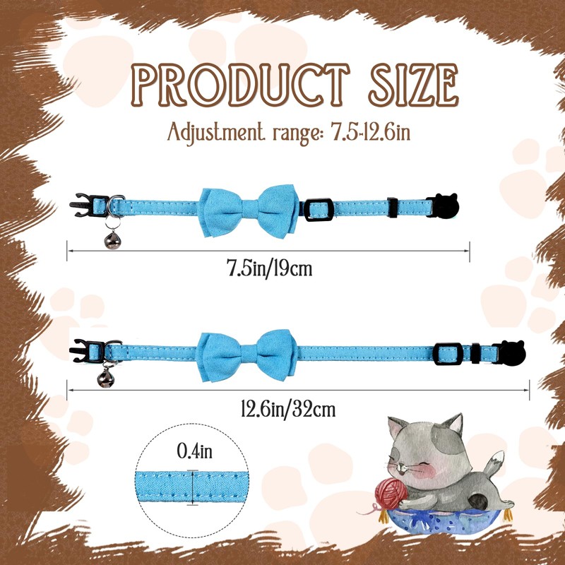 2 Pcs Boy Cat Collar with Bell Breakaway Cat Collars