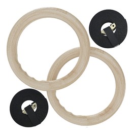 TechHark® Gymnastic ABS Rings with Heavy Duty Adjustable Strap Capacity with 14.5ft Adjustable Buckle Straps for Cross Fitness Functional Training for Home Gym Full Body Workout (Gym.Ring Off White)