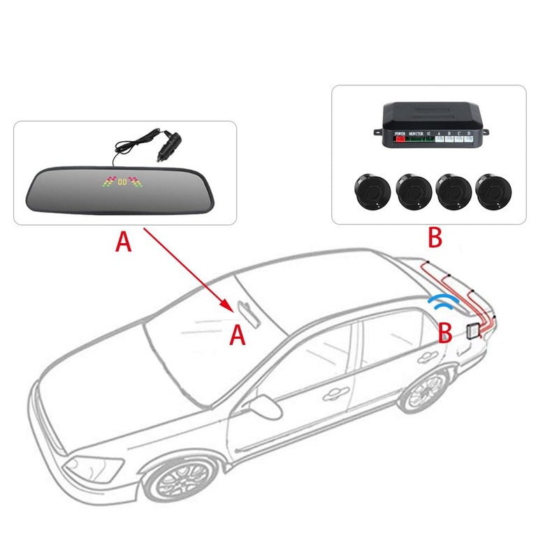 Wireless Car Reverse Radar Sensor Kit RiloerDC 12V Wireless Car