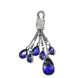 Duories Women's Car Keyring Pendant Crystal Tassel Metal Lanyard Key Chain Key Ring Car Decoration Keyring for Cars Bags Backpacks Gifts (Royal Blue)