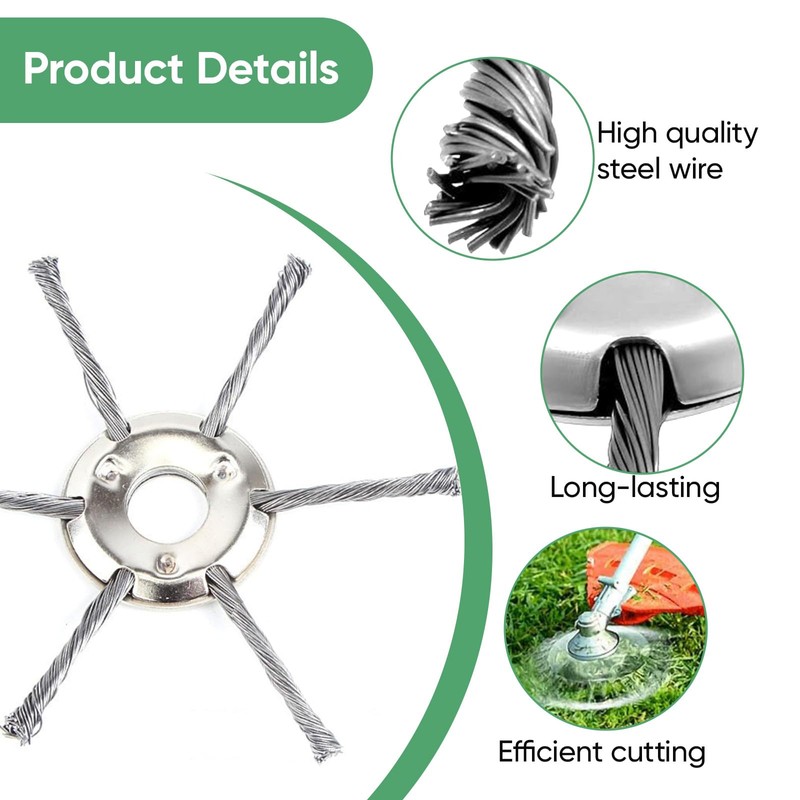 Grass Petrol Strimmer Head: 24.5mm Bore Strimmer Wire Brush Head