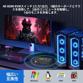 "2024 Version" KEBENES USB 3.0 KVM Switch, Connect 2 PCs to 1 Monitor, 4K@60Hz Resolution, HDMI KVM Switcher, 2 in 1 Output, Support Button & Wired Remote Control, Ideal for